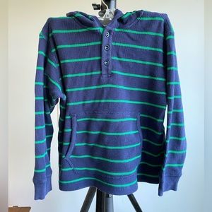 Hanna Andersson blue with green stripe pullover - hood and pockets